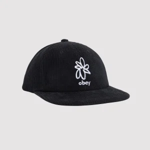 Flower 6 Panel Strapback Black