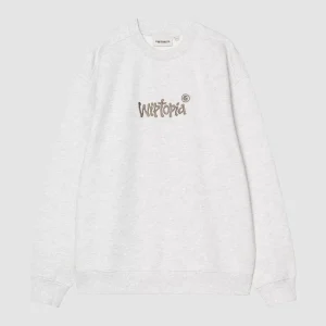 W' Wiptopia Script Sweat Ash Heather / Dusky Beige