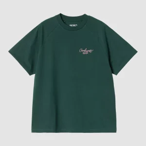 W' S/S Signature T-Shirt Dark Fir / Glassy Pink