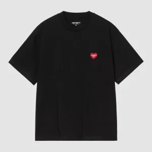 W' S/S Heart Patch T-Shirt Black / Red