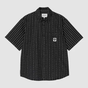 S/S Drewe Shirt Heart C Pinstripe Black / Natural