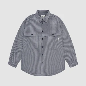 Stripe Pocket Work Shirt Navy
