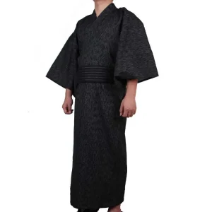 Yukata japonais homme gris