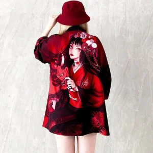 Veste kimono femme Geisha Hannya