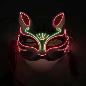 Masque néon Kitsune traditionnel