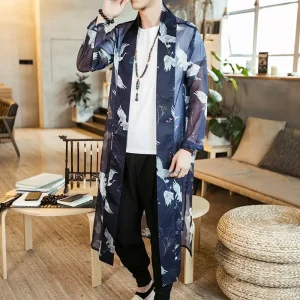 Veste Kimono homme tsuru transparent