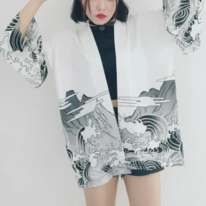 Veste kimono japonais femme dragon