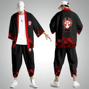 Ensemble haori et pantalon homme Kitsune