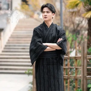 Yukata japonais homme à rayures