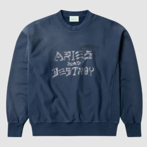 Aged Aries And Destroy Diamante Sweat Navy