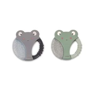 Anneaux dentition rafraîchissant animaux vert & gris x2