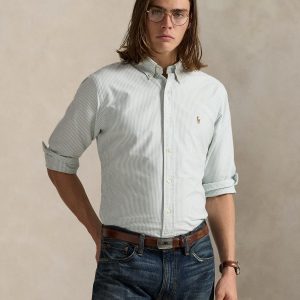 Chemise Oxford RALPH LAUREN à rayures grises Custom Fit 06BE