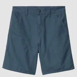 Double Knee Short Naval Rinsed