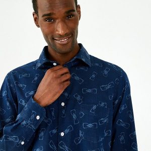 Chemise slim fit en coton à motif noeuds papillon 03LZ