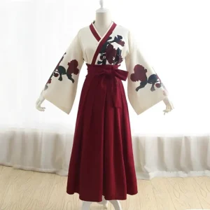 Ensemble Hakama rouge pour femme Kantsubaki
