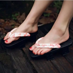 Geta Hiyori noir pour femme – Kaneshon