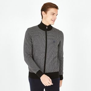 Cardigan Hexa noir en coton chiné 03C2