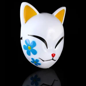 Masque fleurs bleues Kitsune Makomo Demon Slayer