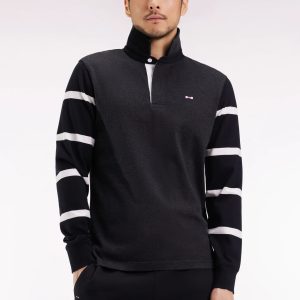 Maillot à manches longues EDEN PARK en jersey épais gris manches rayées 068V