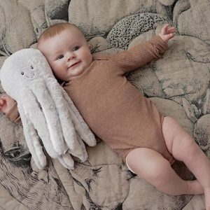Peluche enfant bruits blancs pieuvre grise