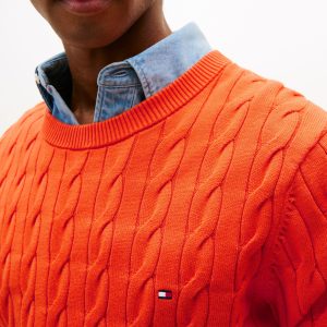 Pull TH en maille torsadée à drapeau brodé 0661