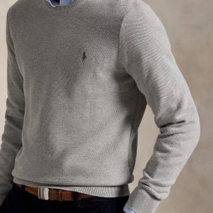 Pull à col rond RALPH LAUREN en coton piqué 06BP