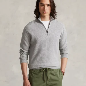 Pull demi-zippé RALPH LAUREN en coton piqué 05TL