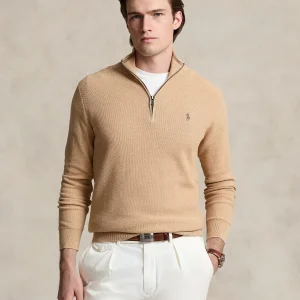 Pull demi-zippé RALPH LAUREN en coton piqué 05TM