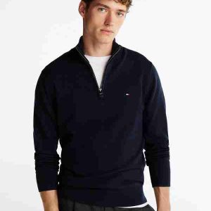 Pull zippé TH avec cachemire à col cheminée 05NN