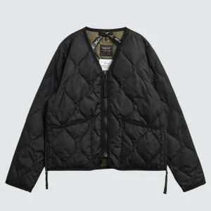 Kids Military Zip V Neck Jacket Black