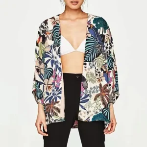Veste kimono femme tropical