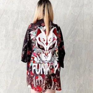 Veste kimono femme masque Kitsune
