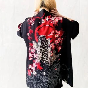 Veste kimono femme Koï et Kiku