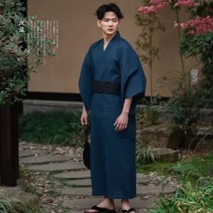 Yukata homme japonais bleu