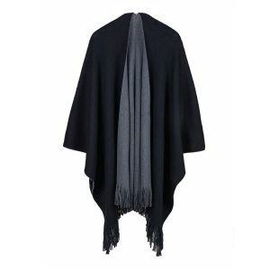 Poncho noir femme