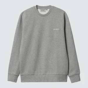 Script Embroidery Sweat Grey Heather / White